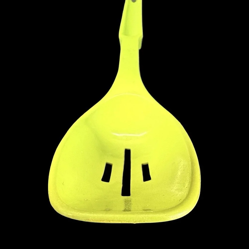 Vintage Lustro Ware Avocado‎ Green Slotted Spoon MCM Retro Kitchen Utensil